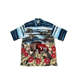 Big Dogs Woody Hawaiian Shirt Men's Large‎ L Bright Color Short Sleeve Button Up